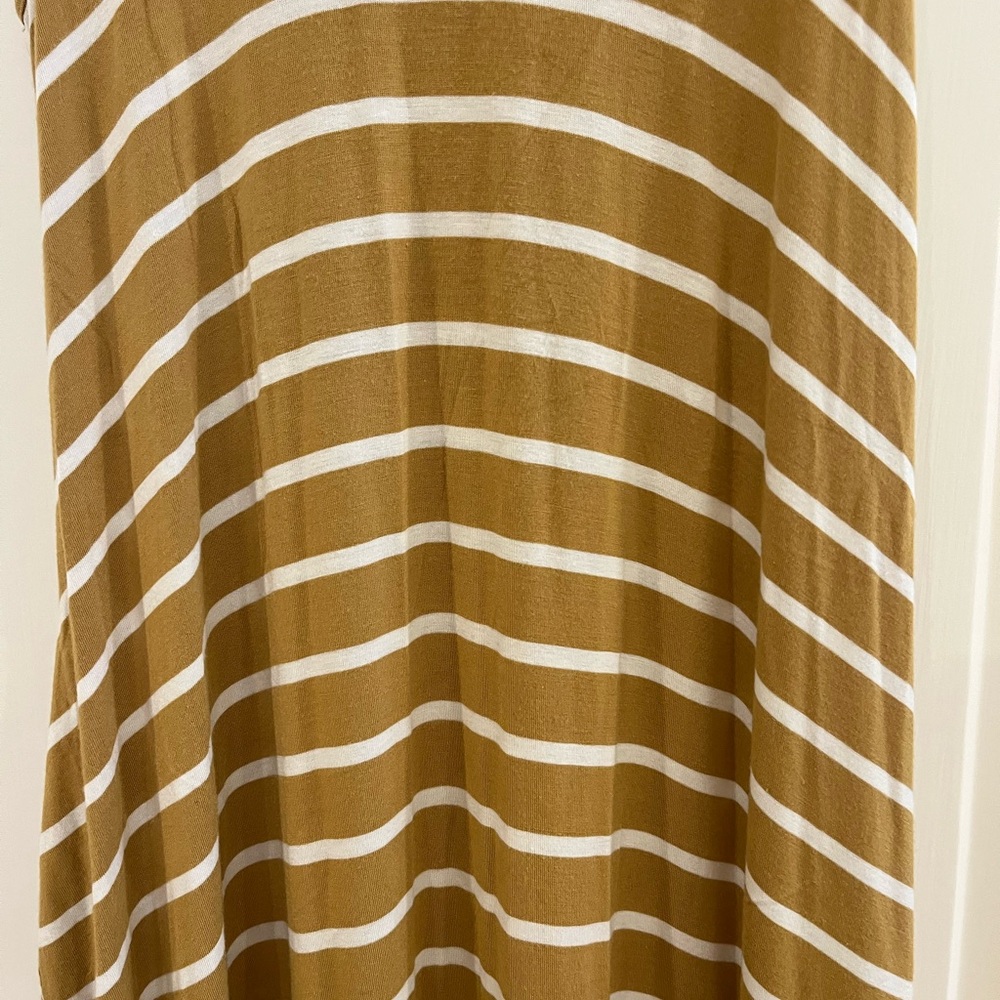 Maternity friendly Zenana Outfitters Brown and White Striped Maxi Dress - Picture 2 of 5